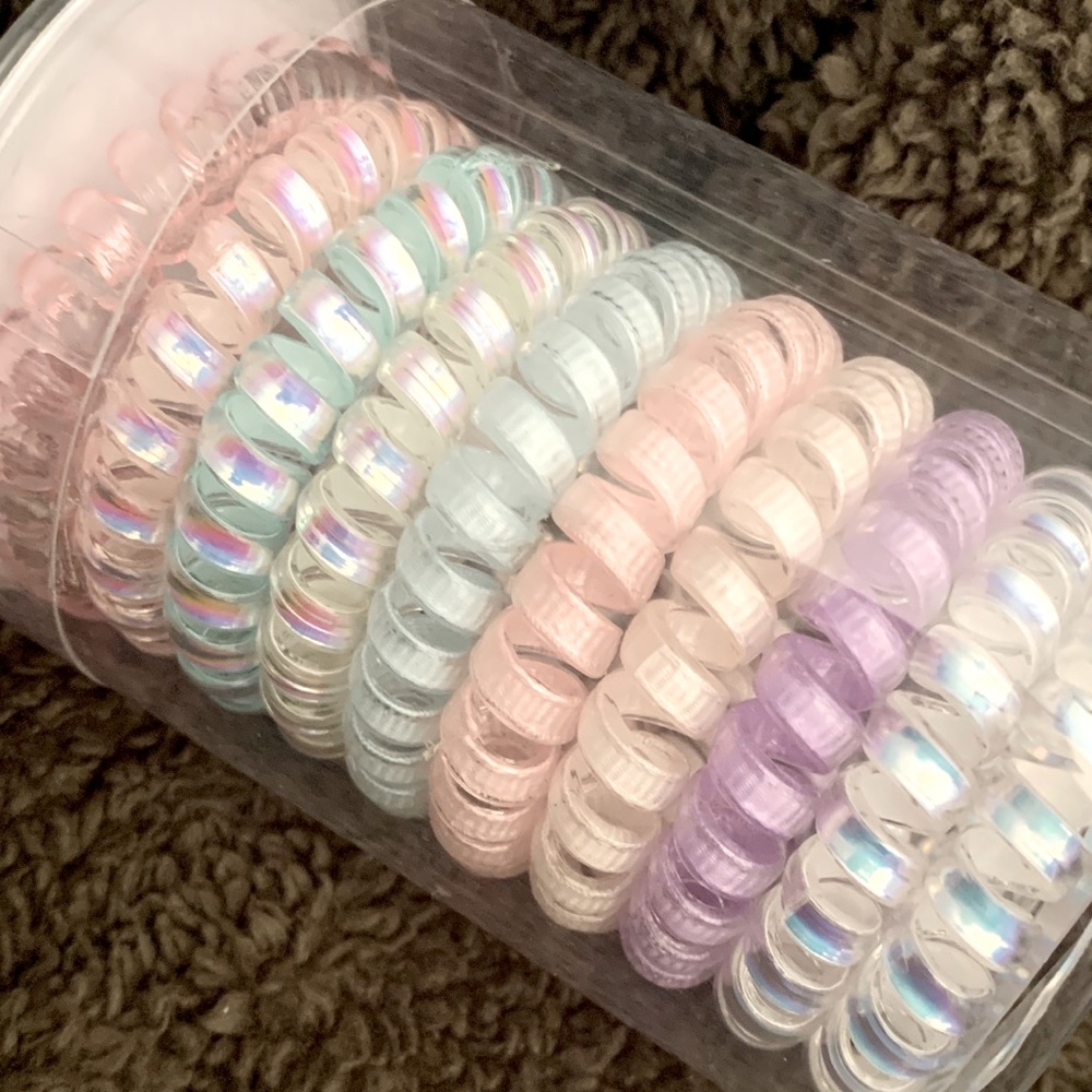 💜Ponytail holders pastel rainbow! Set of 10. NIP